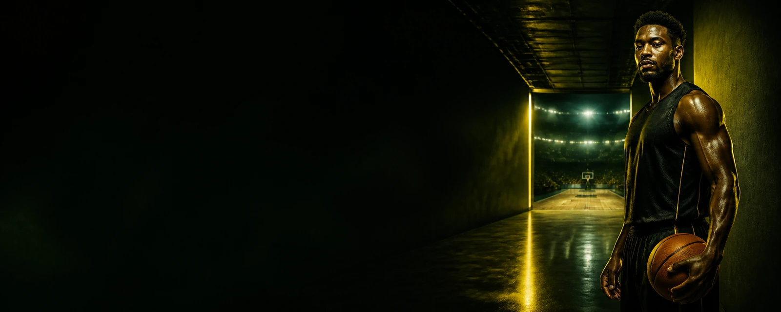 Atleta em um estádio iluminado