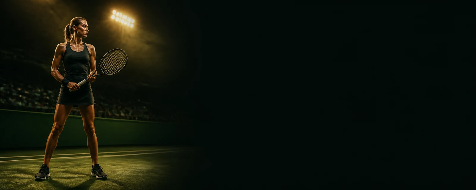 Atleta em um estádio iluminado
