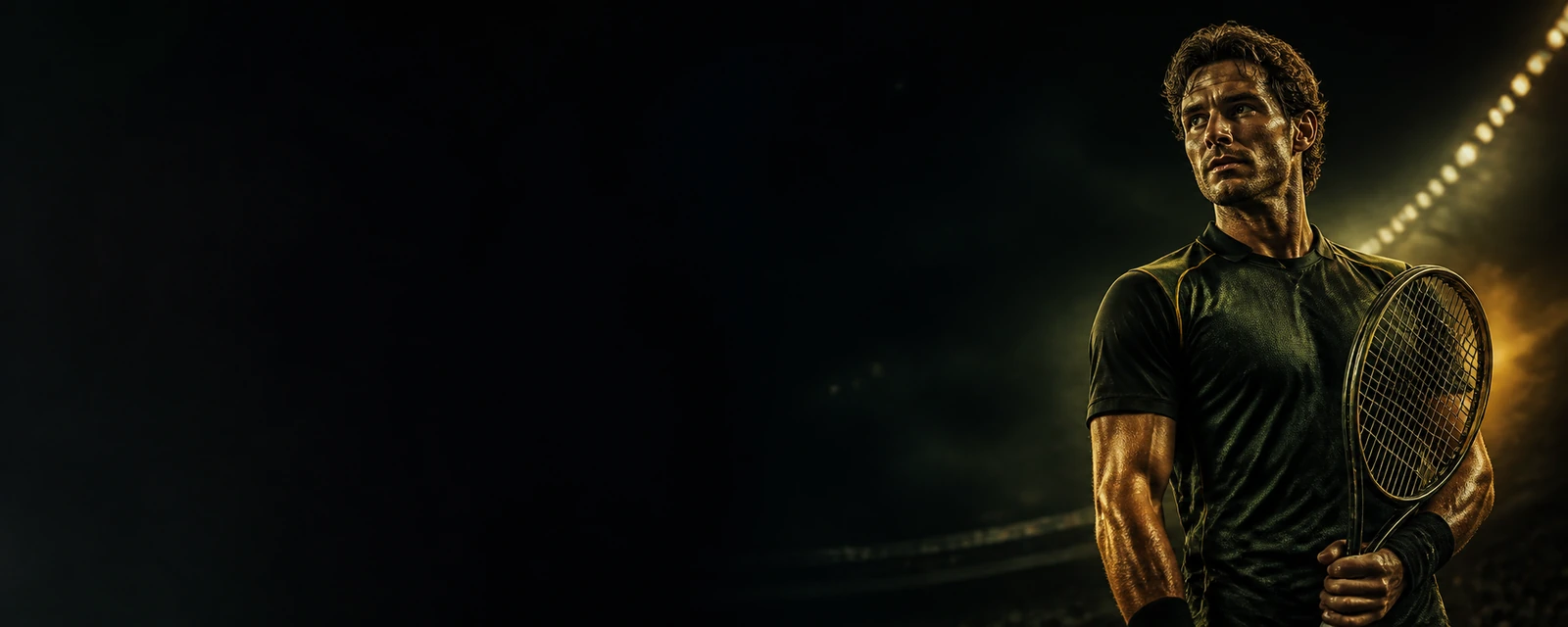 Atleta em um estádio iluminado
