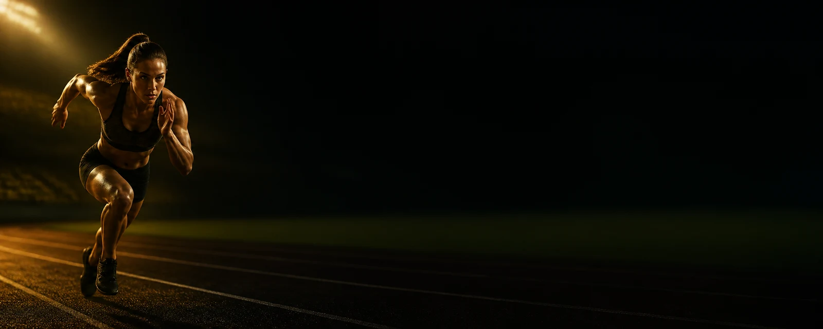 Atleta em um estádio iluminado