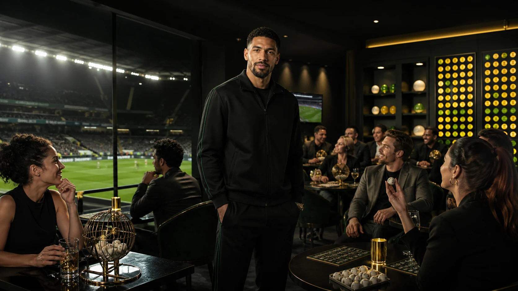 Sportler in einer Stadion-Bingo-Lounge