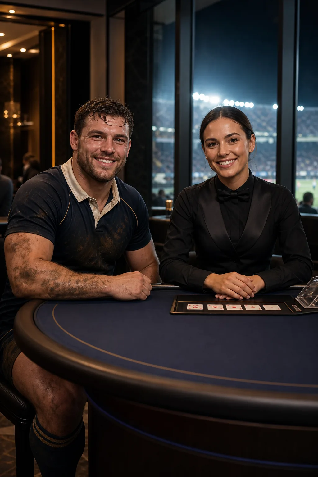Sportler in Live-Casino-Atmosphäre