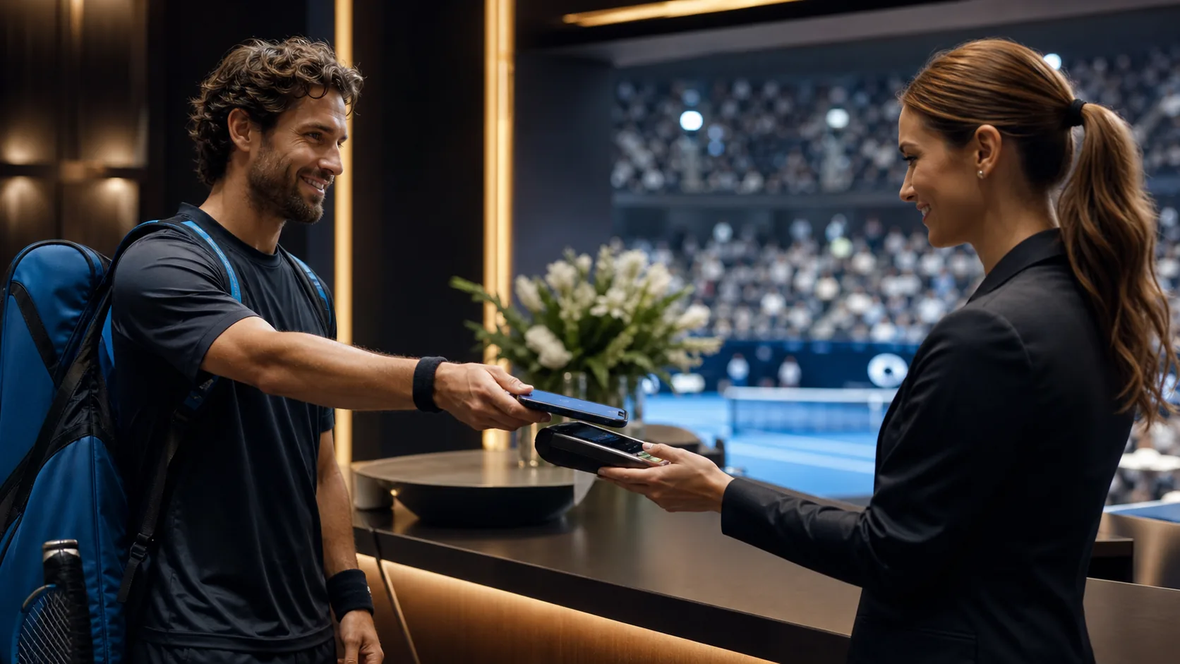 Sportler nutzt eine sichere mobile Zahlungsmethode
